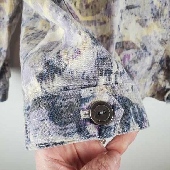 Chico's Jacket large Purple Pastel Spring Button Up 3/4 sleeves Lightweight - Picture 13 of 16